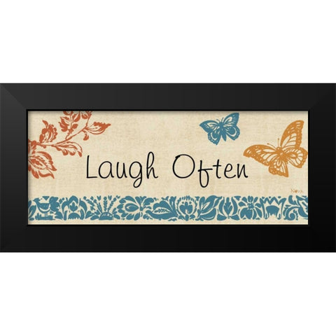 Blue Indigo Sentiment Panel I Black Modern Wood Framed Art Print by Studio Nova