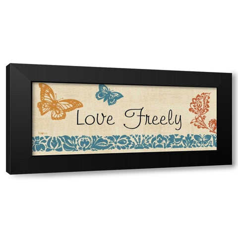 Blue Indigo Sentiment Panel II Black Modern Wood Framed Art Print by Studio Nova