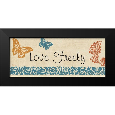 Blue Indigo Sentiment Panel II Black Modern Wood Framed Art Print by Studio Nova