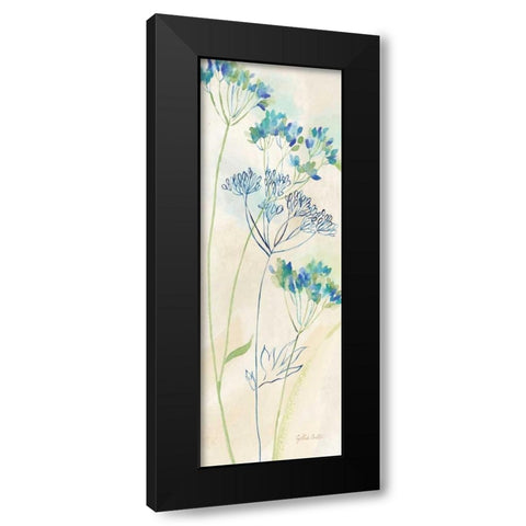 Indigo Wildflowers Panel I Black Modern Wood Framed Art Print by Coulter, Cynthia
