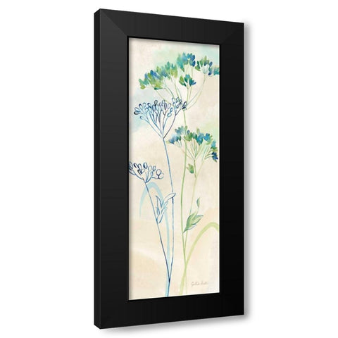 Indigo Wildflowers Panel II Black Modern Wood Framed Art Print with Double Matting by Coulter, Cynthia