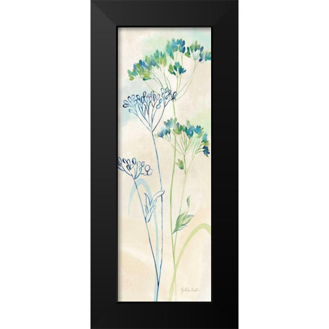 Indigo Wildflowers Panel II Black Modern Wood Framed Art Print by Coulter, Cynthia