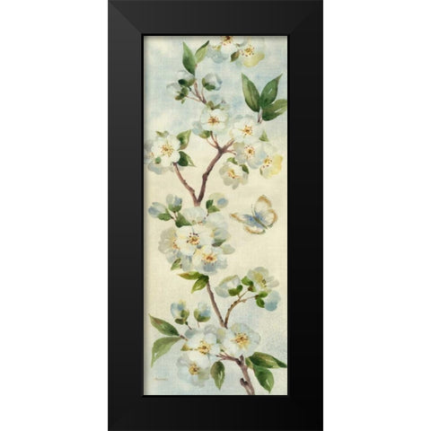 Cherry Bloom Panel I Black Modern Wood Framed Art Print by Gladding, Pamela