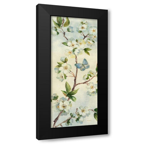 Cherry Bloom Panel II Black Modern Wood Framed Art Print with Double Matting by Gladding, Pamela