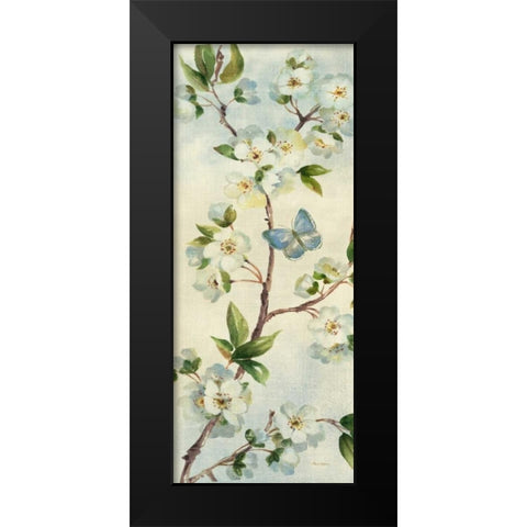 Cherry Bloom Panel II Black Modern Wood Framed Art Print by Gladding, Pamela