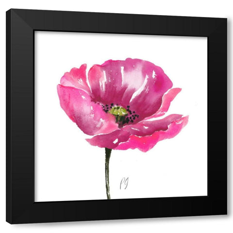 Poppies Tempo I Black Modern Wood Framed Art Print with Double Matting by Gladding, Pamela