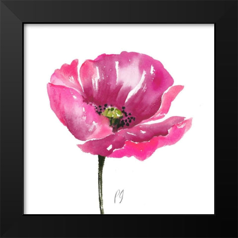 Poppies Tempo I Black Modern Wood Framed Art Print by Gladding, Pamela