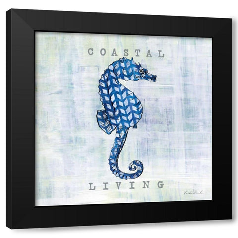 Indigo Sea Creatures I Black Modern Wood Framed Art Print by Dundon, Caitlin
