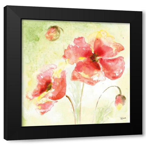 Pale Pink Poppies I Black Modern Wood Framed Art Print by Tre Sorelle Studios