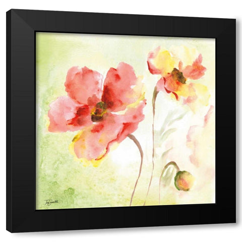 Pale Pink Poppies II Black Modern Wood Framed Art Print by Tre Sorelle Studios