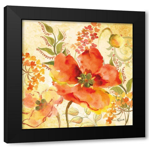 Bohemian Poppies I Black Modern Wood Framed Art Print with Double Matting by Tre Sorelle Studios