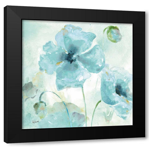 Watercolor Garden Blue I Black Modern Wood Framed Art Print by Tre Sorelle Studios