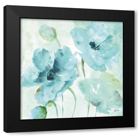 Watercolor Garden Blue II Black Modern Wood Framed Art Print with Double Matting by Tre Sorelle Studios