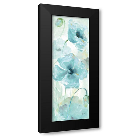 Watercolor Garden Blue Panel I Black Modern Wood Framed Art Print with Double Matting by Tre Sorelle Studios