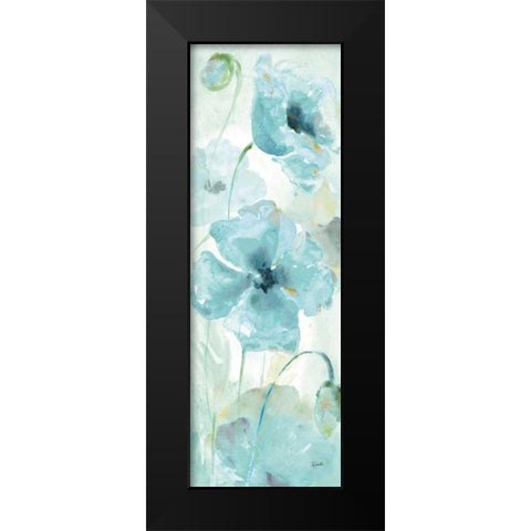 Watercolor Garden Blue Panel I Black Modern Wood Framed Art Print by Tre Sorelle Studios