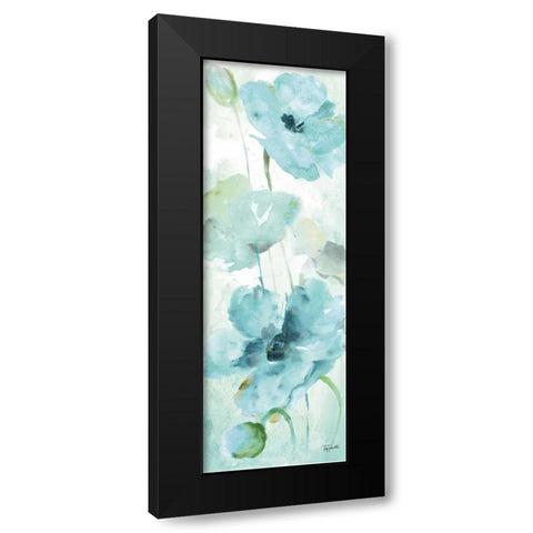 Watercolor Garden Blue Panel II Black Modern Wood Framed Art Print with Double Matting by Tre Sorelle Studios