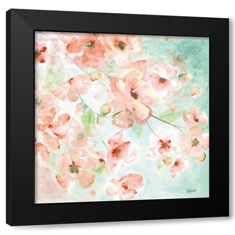 Watercolor Blossoms I Black Modern Wood Framed Art Print by Tre Sorelle Studios