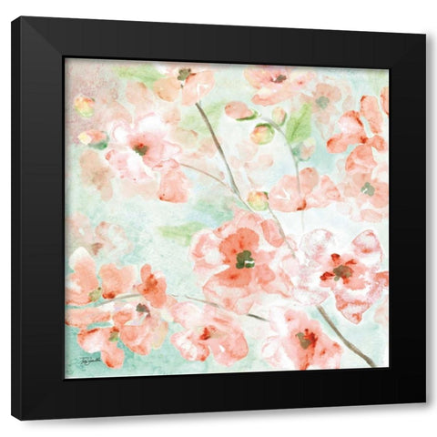 Watercolor Blossoms II Black Modern Wood Framed Art Print by Tre Sorelle Studios