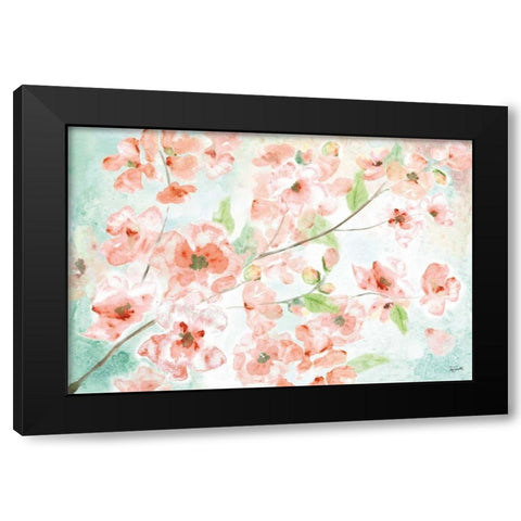 Watercolor Blossoms Landscape Black Modern Wood Framed Art Print with Double Matting by Tre Sorelle Studios