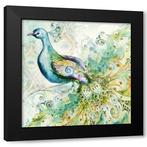 Bohemian Peacocks II Black Modern Wood Framed Art Print with Double Matting by Tre Sorelle Studios