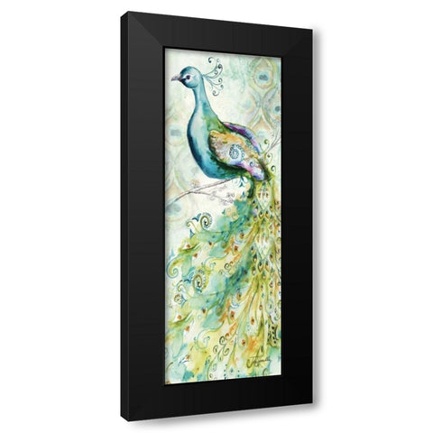 Bohemian Peacocks Panel II Black Modern Wood Framed Art Print by Tre Sorelle Studios