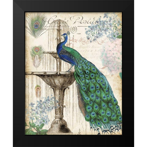 Vintage Peacocks II Black Modern Wood Framed Art Print by Tre Sorelle Studios