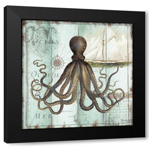 Antique La Mer I Black Modern Wood Framed Art Print by Tre Sorelle Studios