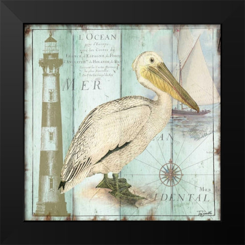 Antique La Mer V Black Modern Wood Framed Art Print by Tre Sorelle Studios