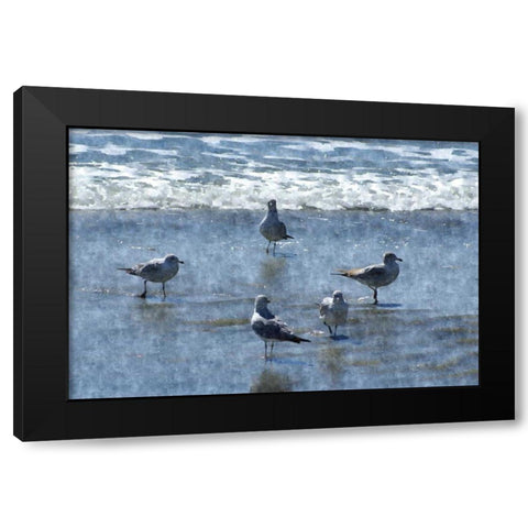 Beachgoers Black Modern Wood Framed Art Print with Double Matting by Romita, Denise