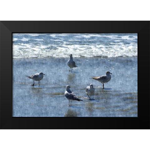 Beachgoers Black Modern Wood Framed Art Print by Romita, Denise