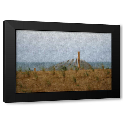Sandy Beach Black Modern Wood Framed Art Print by Romita, Denise