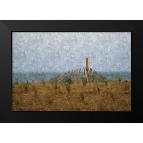 Sandy Beach Black Modern Wood Framed Art Print by Romita, Denise