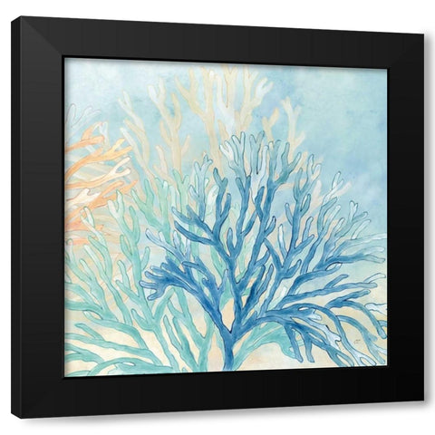 CoralReef I Black Modern Wood Framed Art Print with Double Matting by Coulter, Cynthia