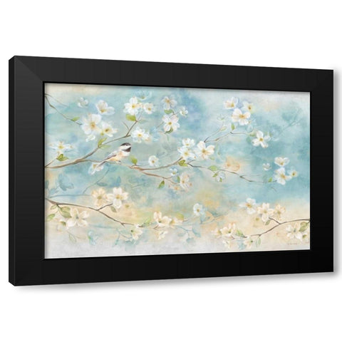 Dogwood Chickadee Black Modern Wood Framed Art Print by Coulter, Cynthia