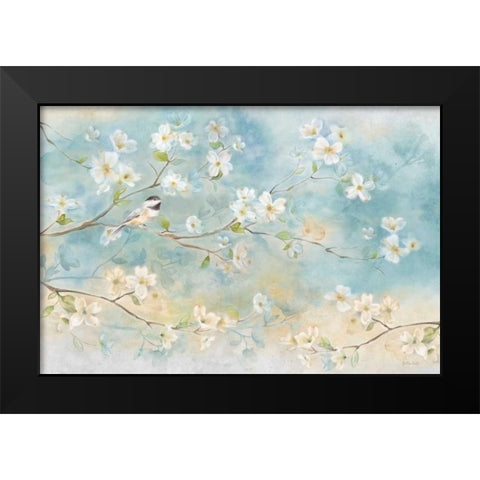 Dogwood Chickadee Black Modern Wood Framed Art Print by Coulter, Cynthia