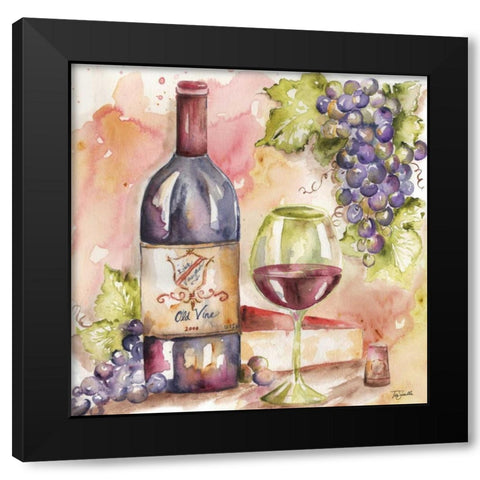 Watercolor Wine I Black Modern Wood Framed Art Print by Tre Sorelle Studios