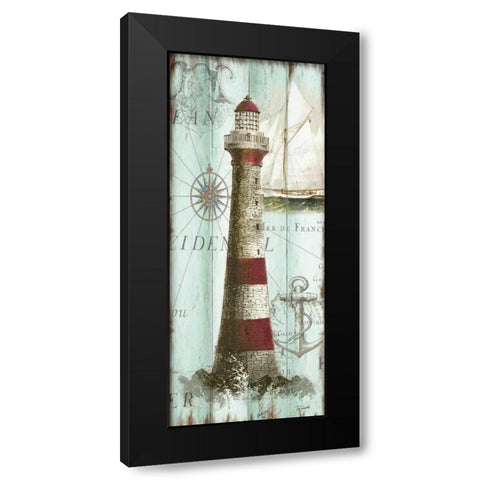 Antique La Mer Lighthouse Panel I Black Modern Wood Framed Art Print by Tre Sorelle Studios