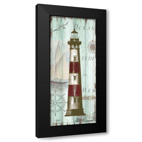 Antique La Mer Lighthouse Panel II Black Modern Wood Framed Art Print by Tre Sorelle Studios