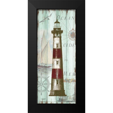 Antique La Mer Lighthouse Panel II Black Modern Wood Framed Art Print by Tre Sorelle Studios