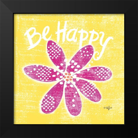 Be Happy II Black Modern Wood Framed Art Print by Lyon, Rebecca