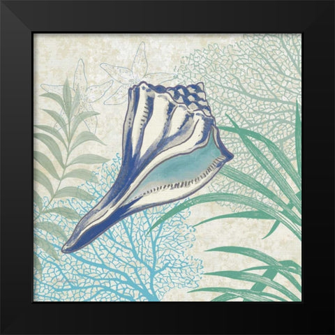 Oceana Indigo Shells II Black Modern Wood Framed Art Print by Gladding, Pamela
