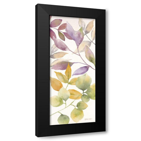 Watercolor Leaves Panel I Black Modern Wood Framed Art Print by Coulter, Cynthia