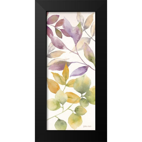 Watercolor Leaves Panel I Black Modern Wood Framed Art Print by Coulter, Cynthia
