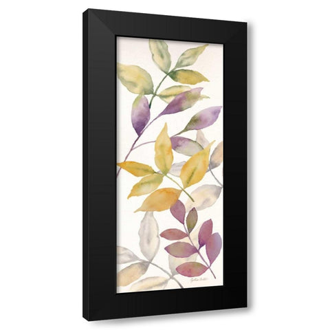 Watercolor Leaves Panel II Black Modern Wood Framed Art Print by Coulter, Cynthia