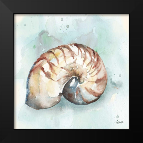 Watercolor Shells II Black Modern Wood Framed Art Print by Tre Sorelle Studios