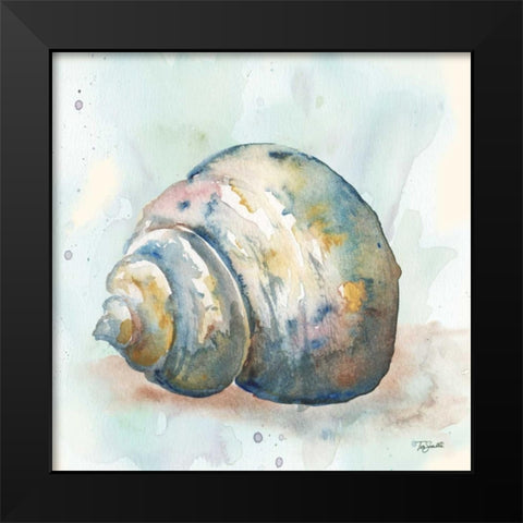 Watercolor Shells IV Black Modern Wood Framed Art Print by Tre Sorelle Studios