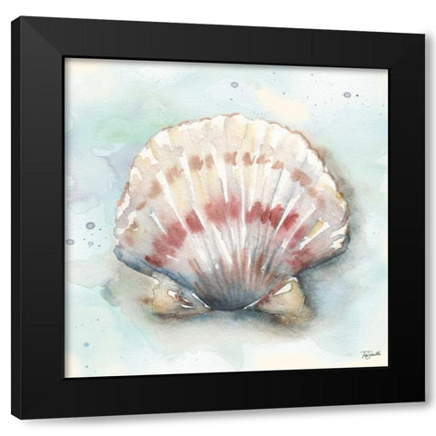 Watercolor Shells VI Black Modern Wood Framed Art Print by Tre Sorelle Studios