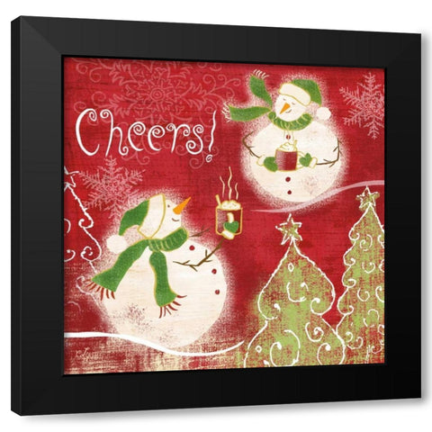 Bright Snowmen I Black Modern Wood Framed Art Print with Double Matting by Lyon, Rebecca