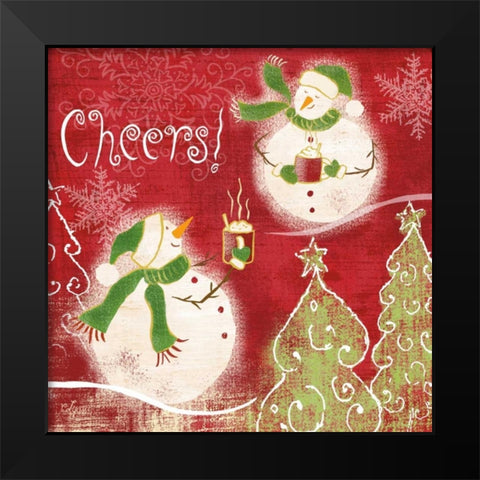 Bright Snowmen I Black Modern Wood Framed Art Print by Lyon, Rebecca