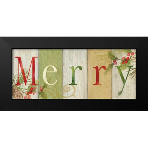 Merry Rustic Sign I Black Modern Wood Framed Art Print by Coulter, Cynthia